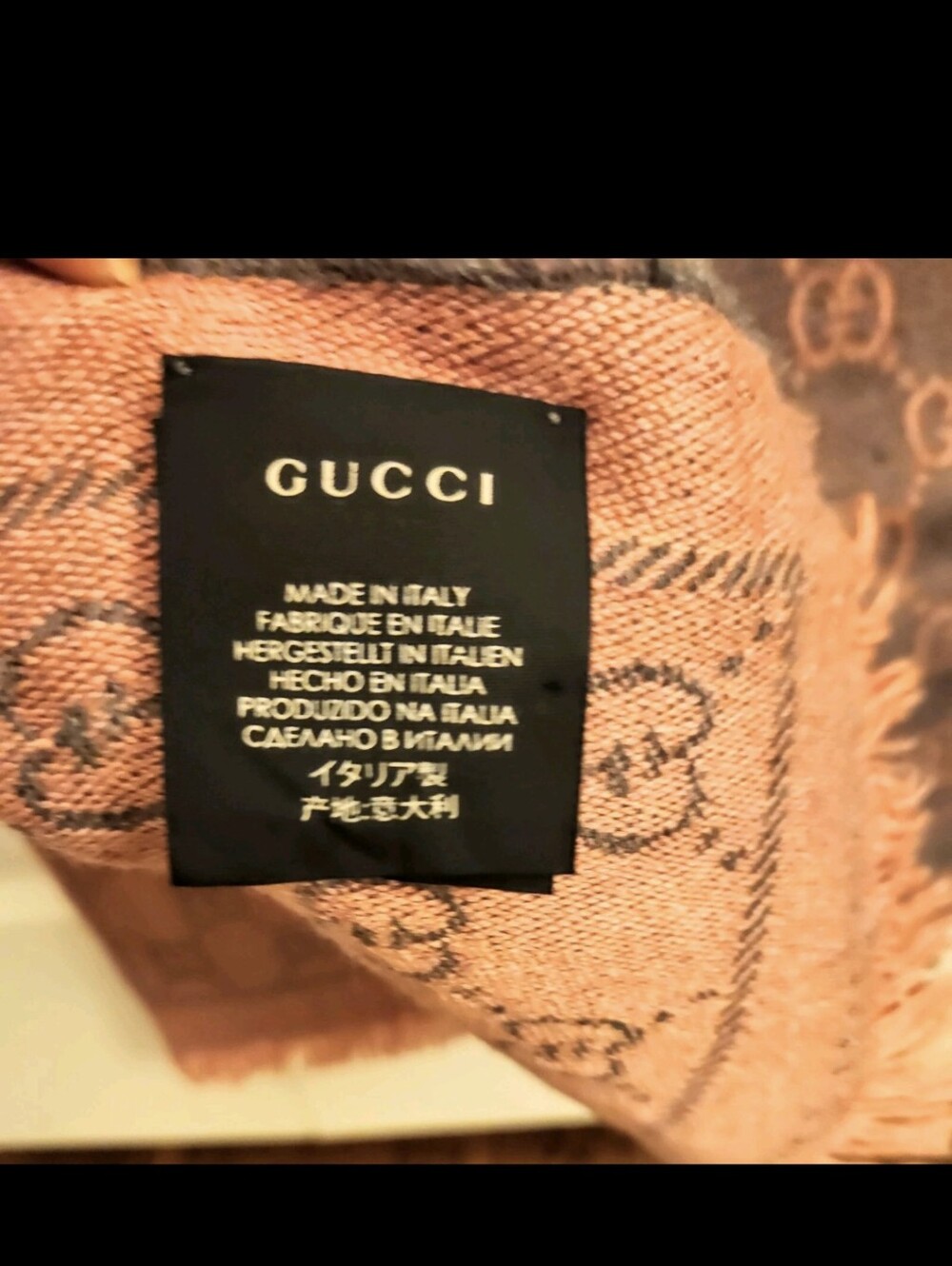 Gucci Pink & Gray Reversible GG Wool Scarf - Picture 3 of 7
